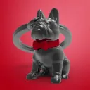 Metalmorphose - Porte-clés Bouledogue français noir avec nœud papillon