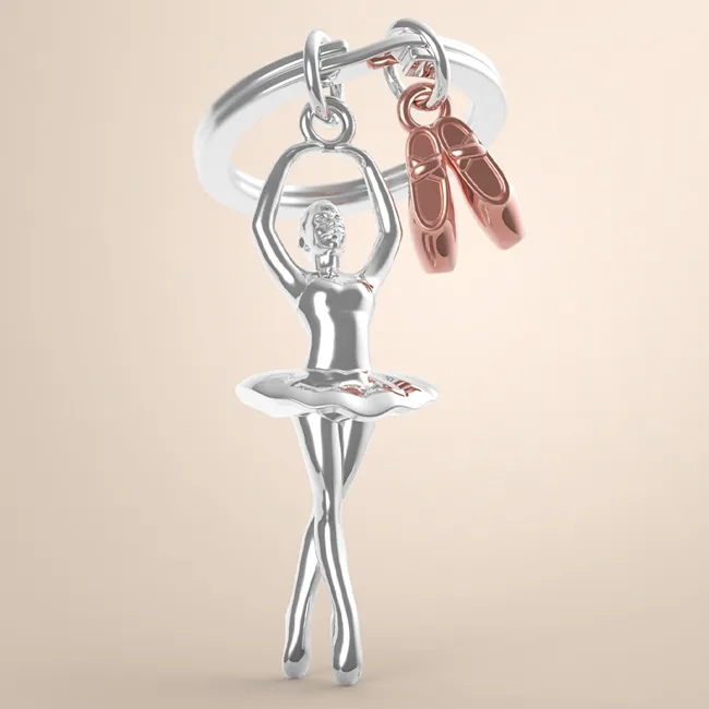 Metalmorphose - Porte-clés ballerine chromé