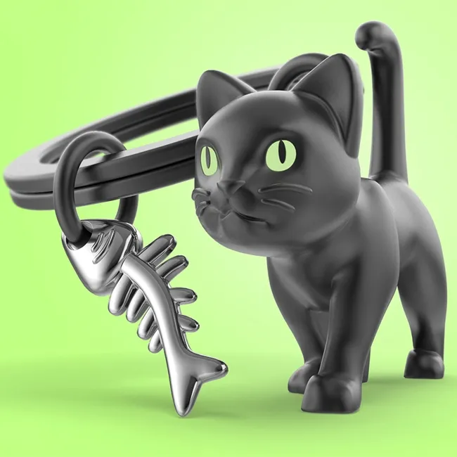 Metalmorphose - Porte-clés Chat Noir