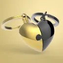 Metalmorphose - Porte-clés puzzle cœur gris et or (2 pièces)
