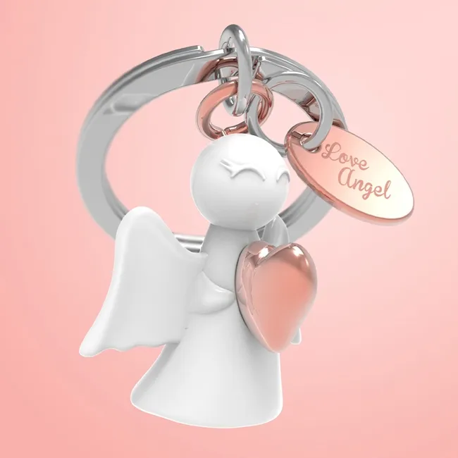[MTM801-02] Metalmorphose - Witte en roségouden engel sleutelhanger