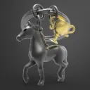 Metalmorphose - Sleutelhanger met zwart paard en trofee