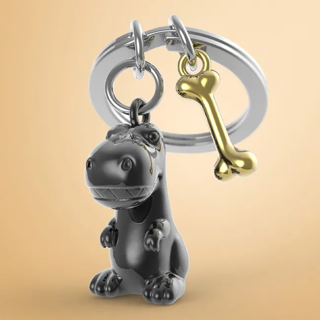 [MTM225-01] Metalmorphose - Sleutelhanger dinosaurus met bot
