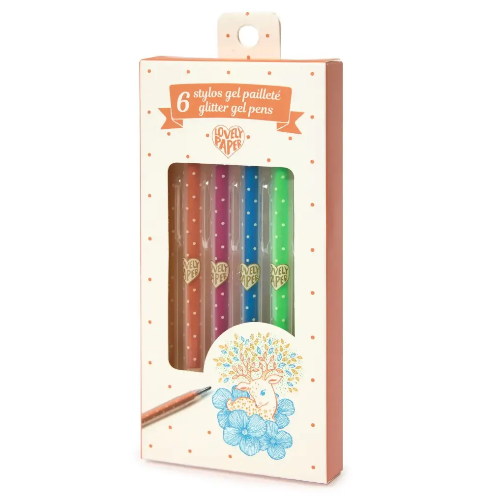 6 stylos gel pailletés