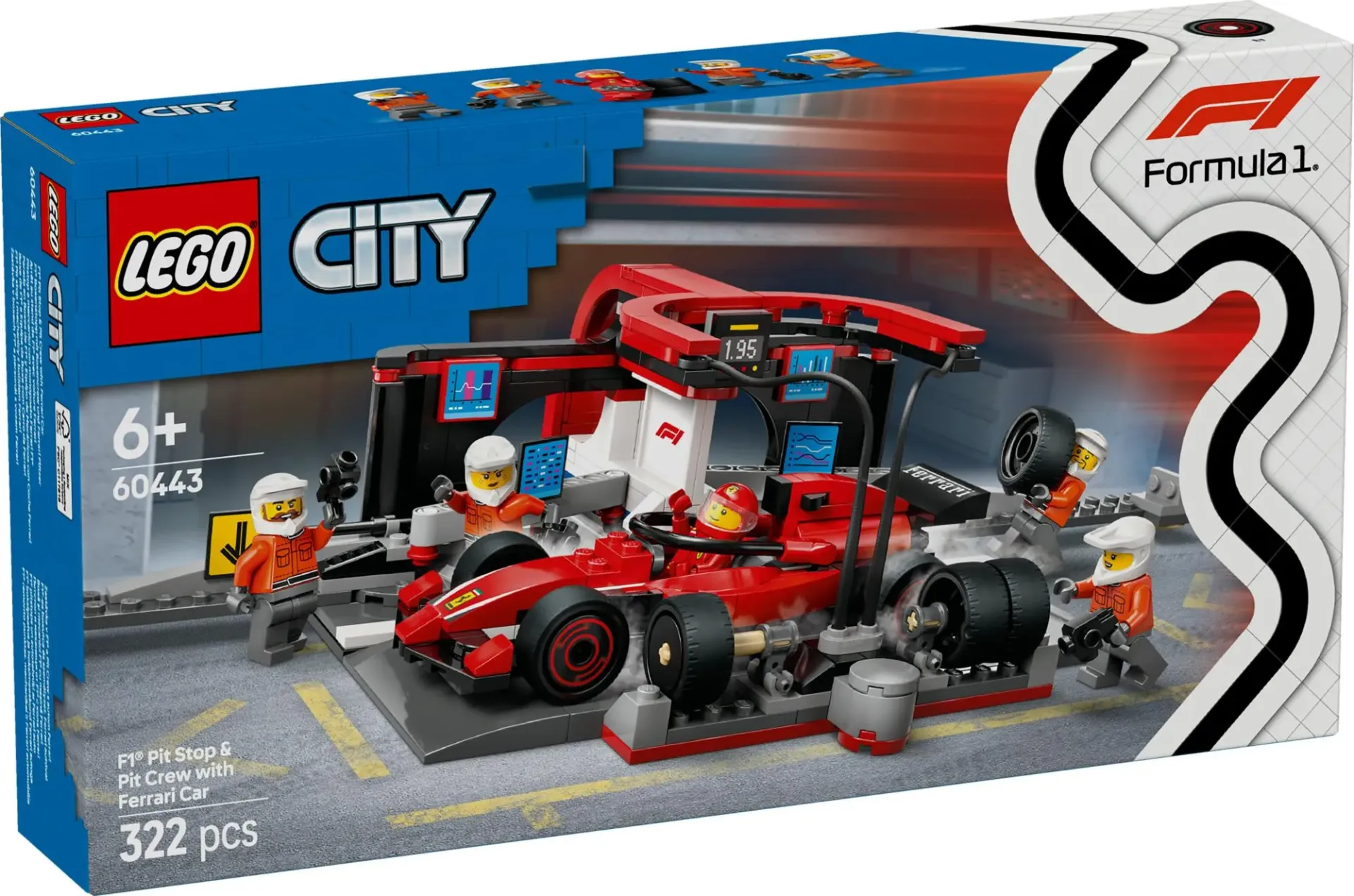 Lego City - F1® pitstop en pitcrew met Ferrari auto