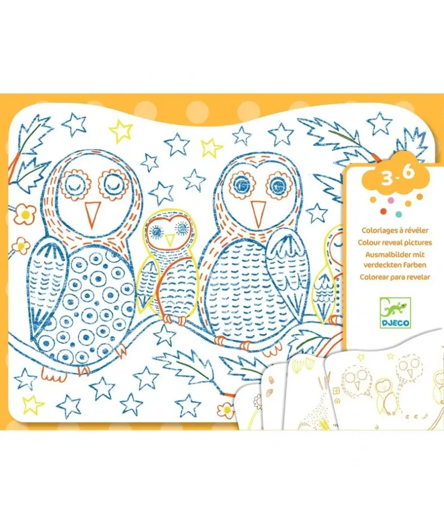 Coloriages à révéler - Familles des sous-bois