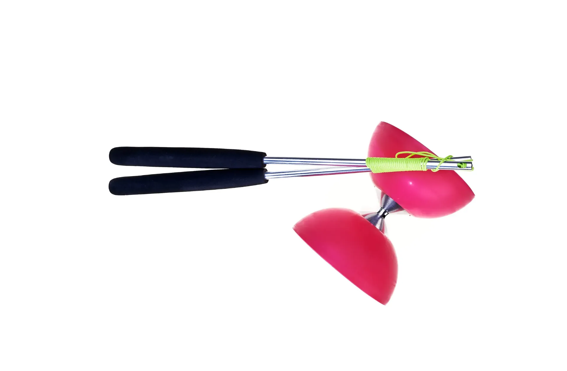 Acrobat - Rubber Diabolo roze + Aluminium stokjes