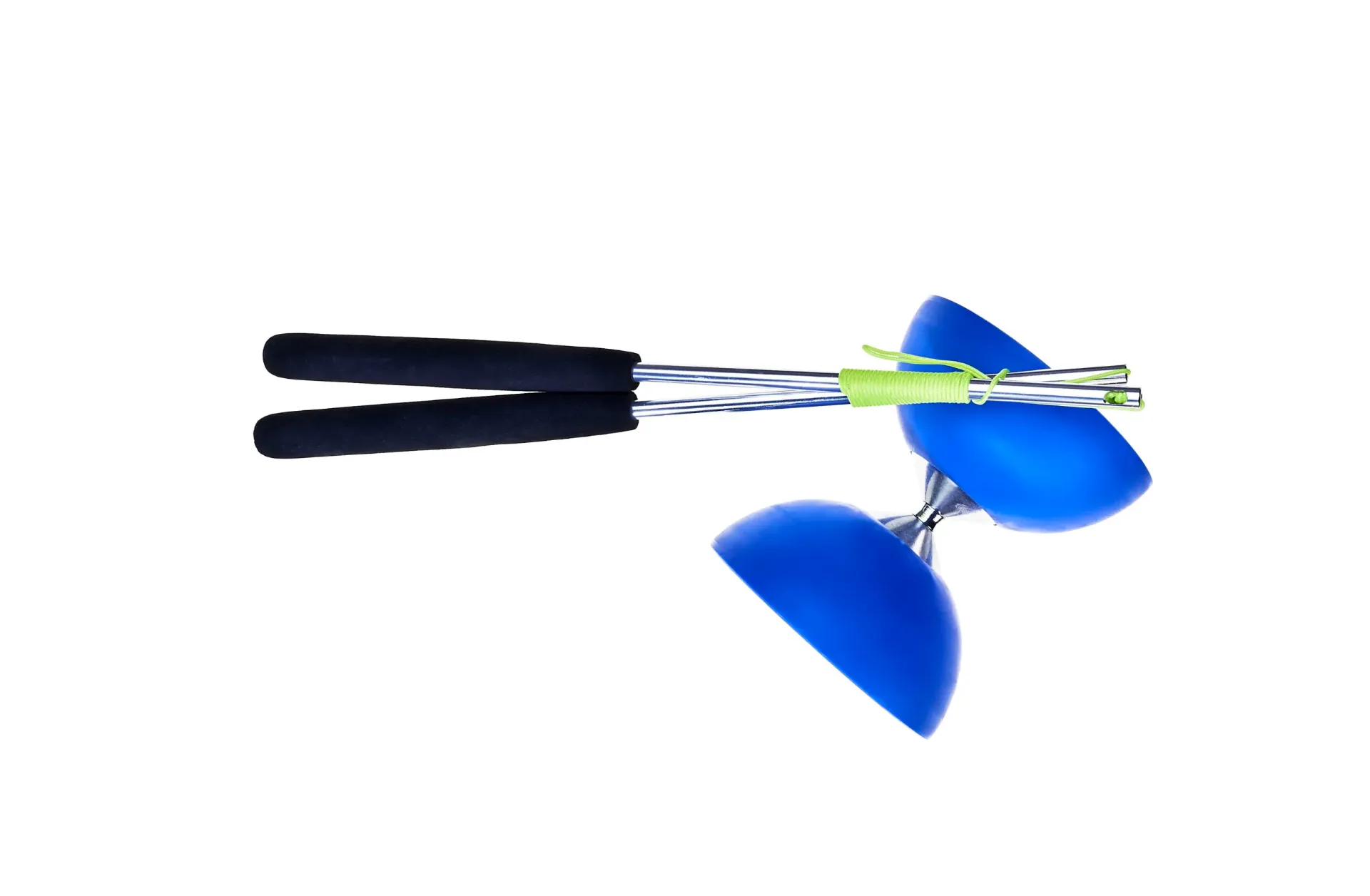 Acrobat - Rubber Diabolo blauw + Aluminium stokjes