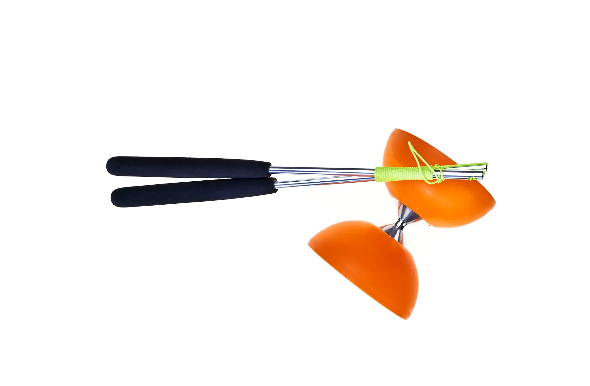 Acrobat - Rubber Diabolo oranje + stokjes in aluminium
