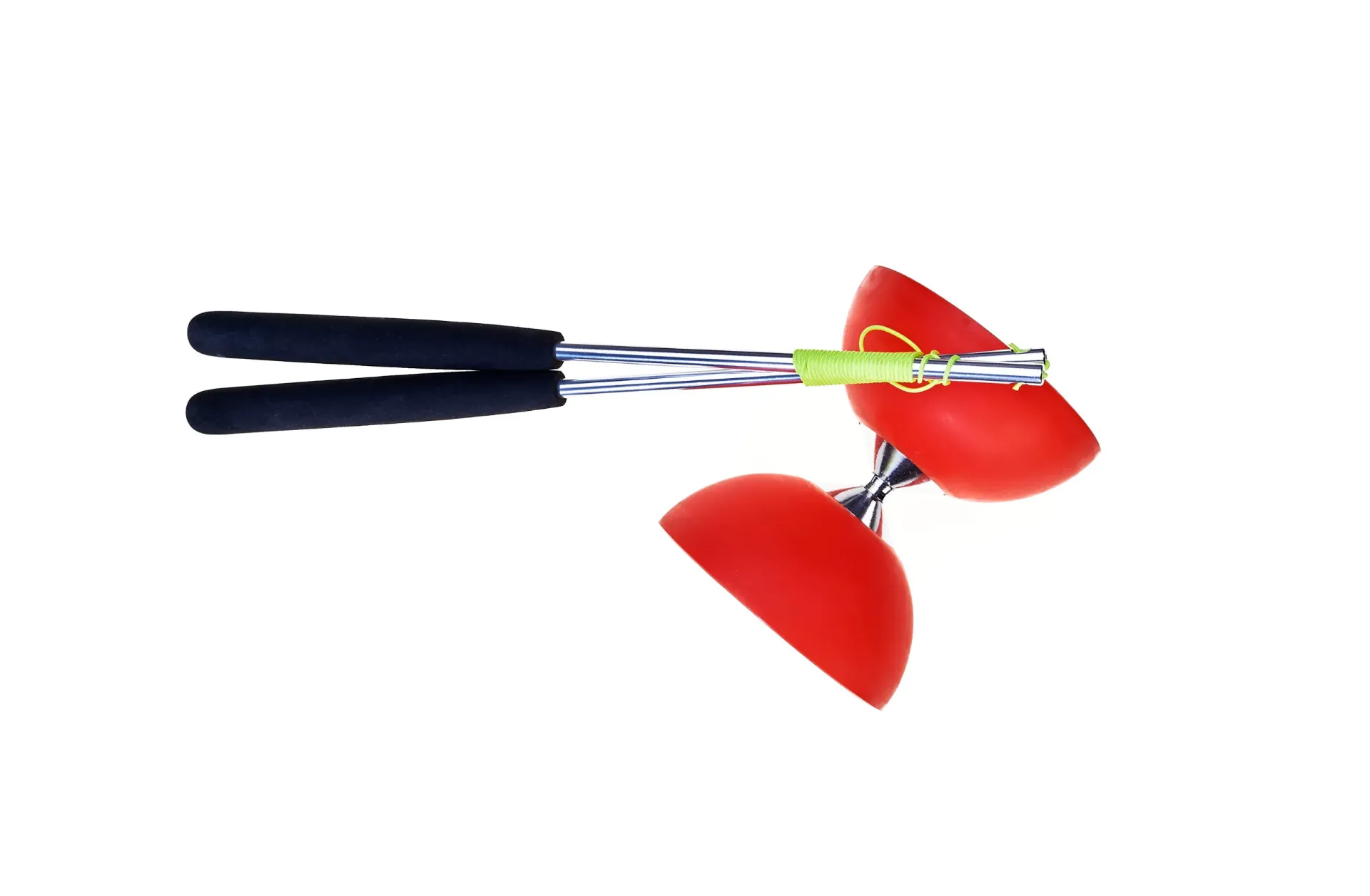 Acrobat - Diabolo en caoutchouc rouge + Baguettes en aluminium