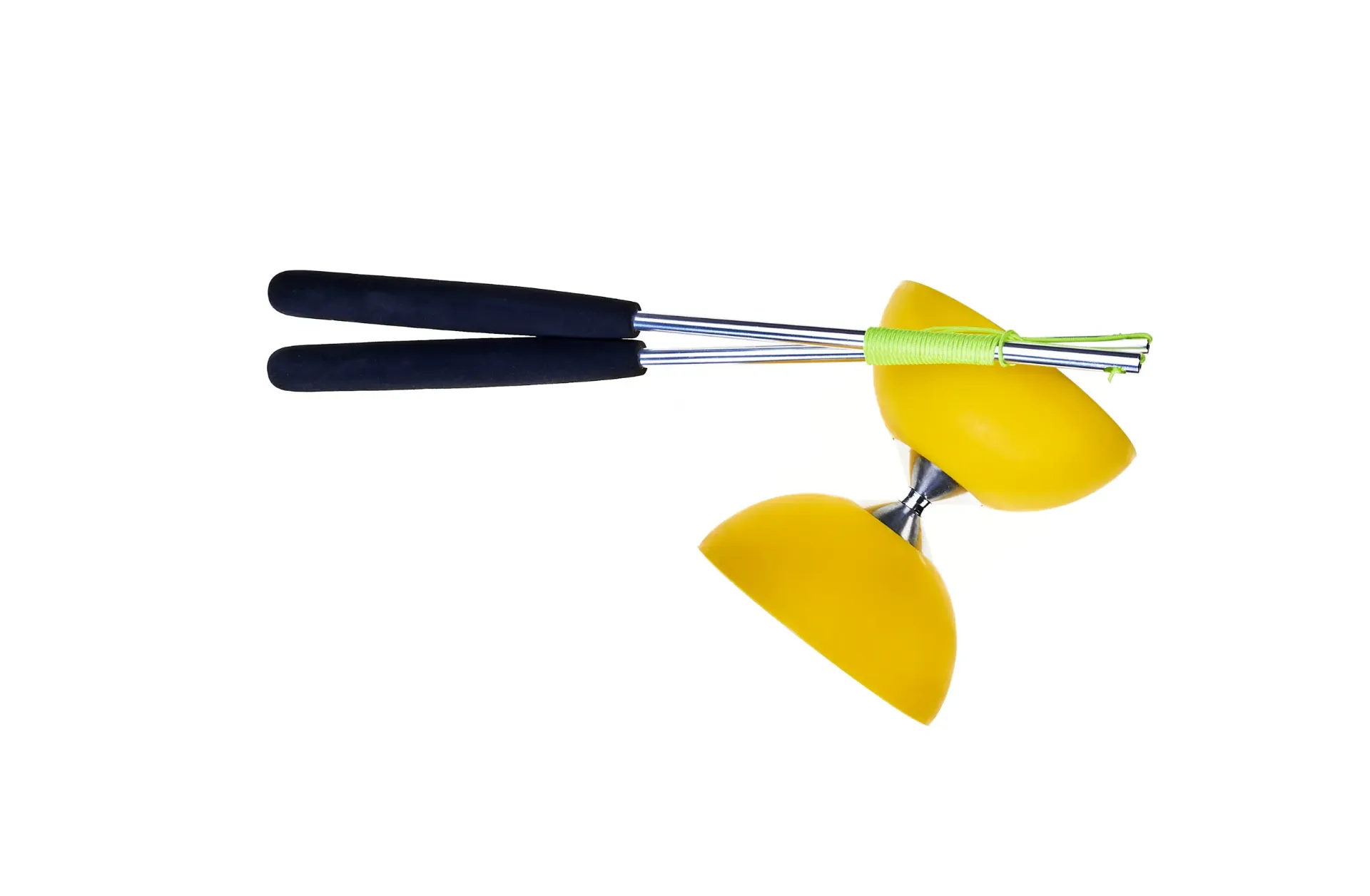 Acrobat - Rubber Diabolo geel + Aluminium stokjes
