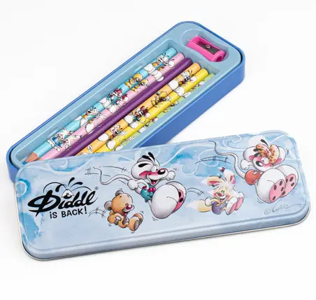 [DID10007] Diddl - Plumier métal 6 crayons de coule