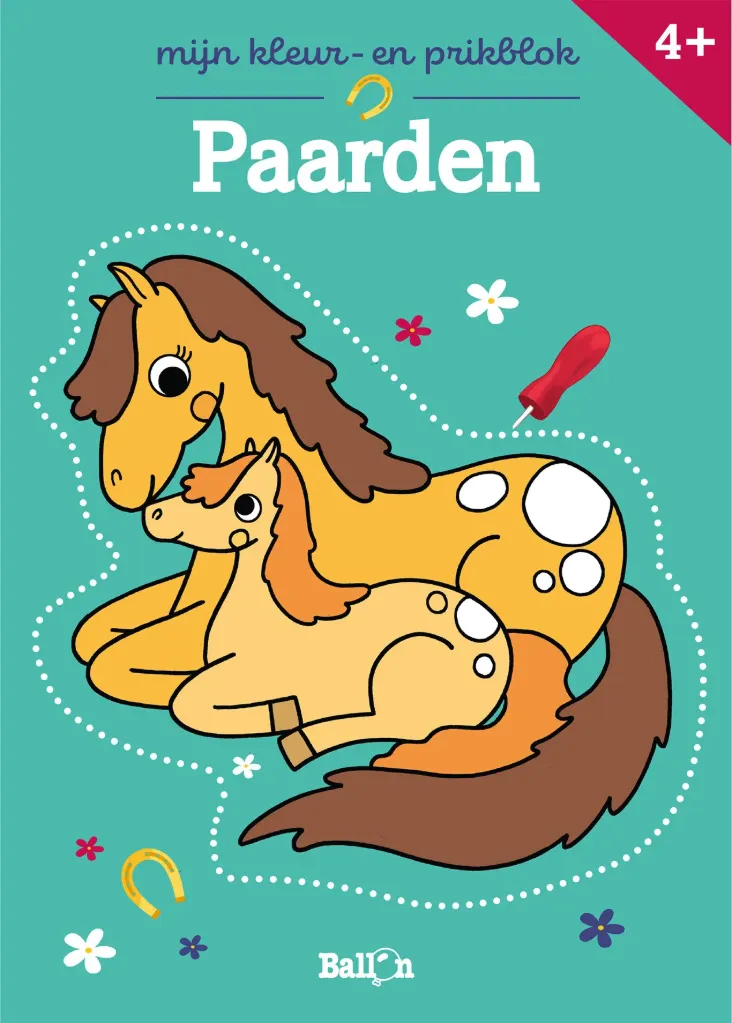 Kleur- en prikblok - Paarden