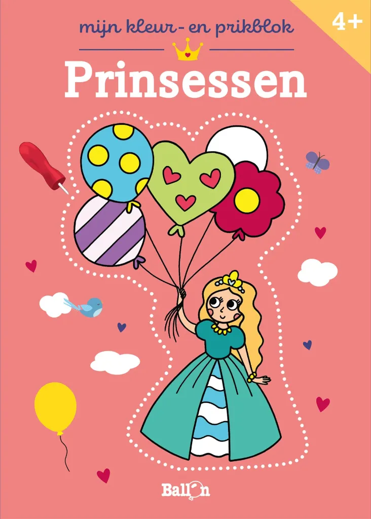 Kleur- en prikblok - Prinsessen