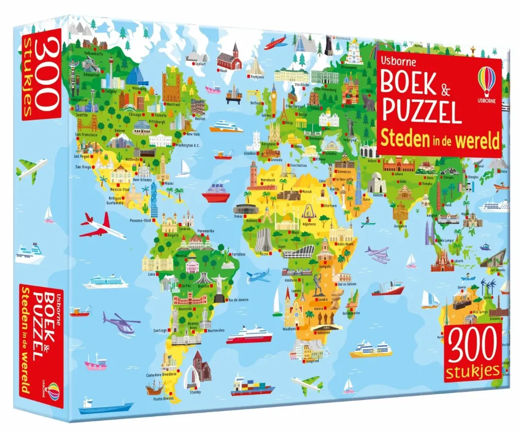 Boek & Puzzel - Steden in de wereld 300p