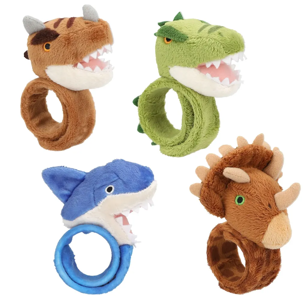 [13219] Dino World - Peluche bracelet pliable à clip assortiment