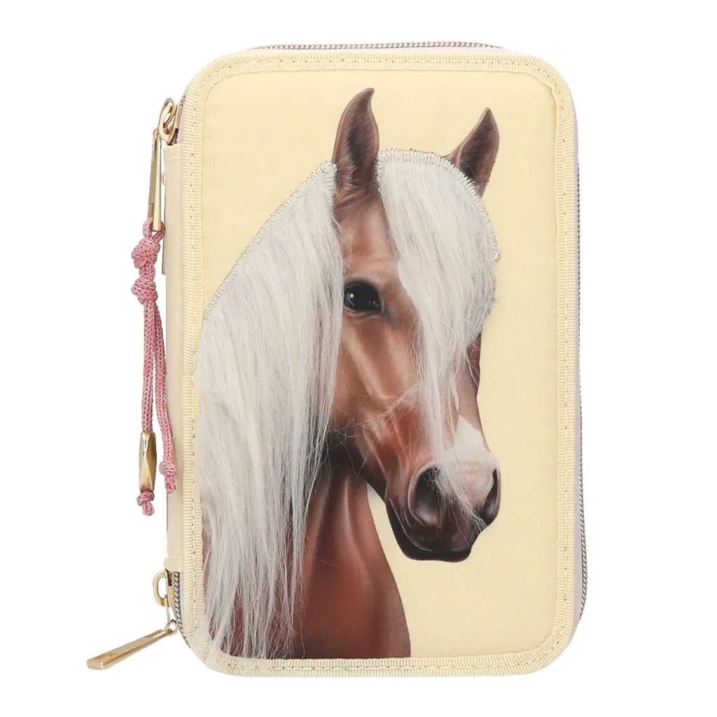 [13975] Miss Melody - Trousse 3 compartiments avec application tête de cheval