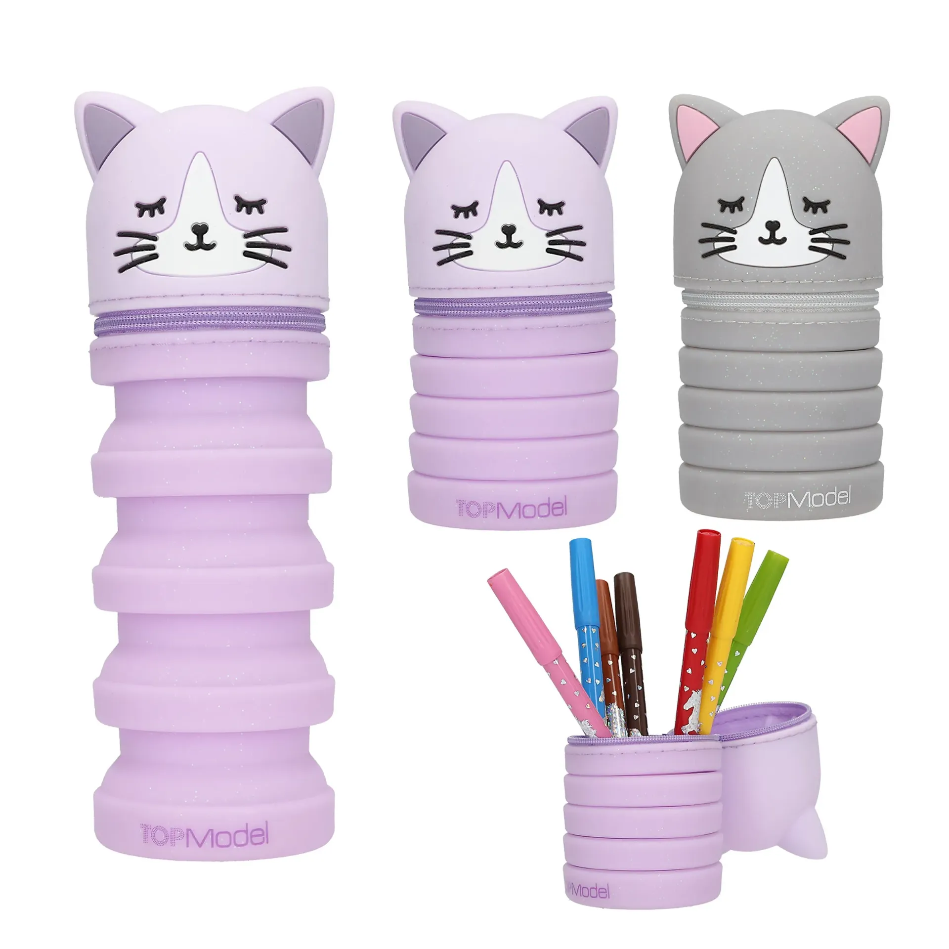 TOPModel - Trousse en silicone chat  BLOOMING KITTY assortiment