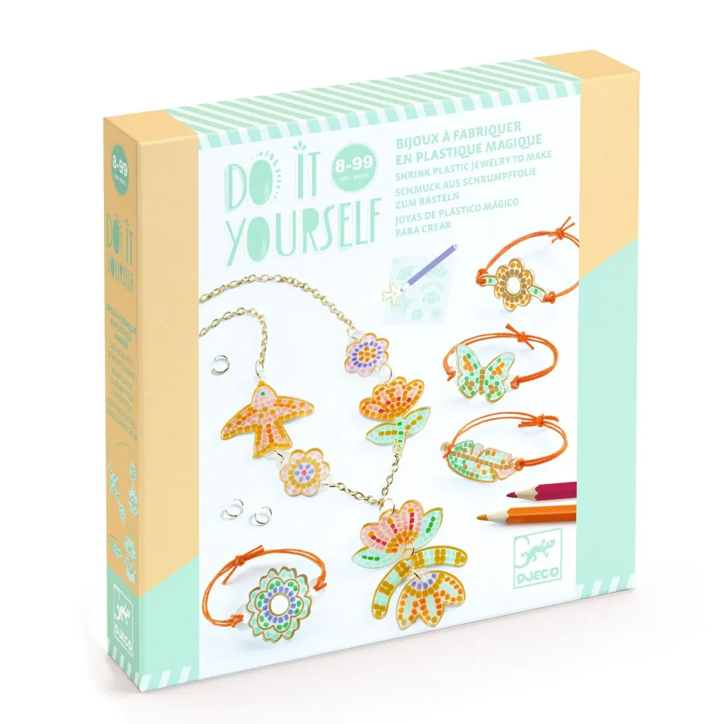 DIY - Bijoux à fabriquer en plastique magique: Plume et lotus 8+